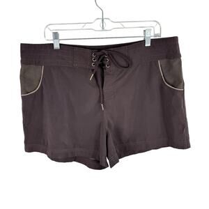 Leilani Brown Lace Up High Rise Lightweight Board Shorts Swimwear Plus Size 16